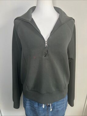 SPANX Olive Green Half-Zip Pullover Sweatshirt
